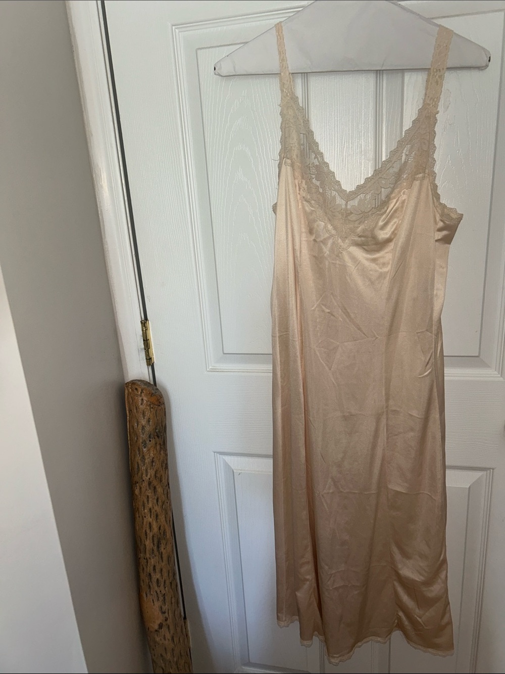 MAIDENFORM Satin Lace-Trim Slip Dress in Nude